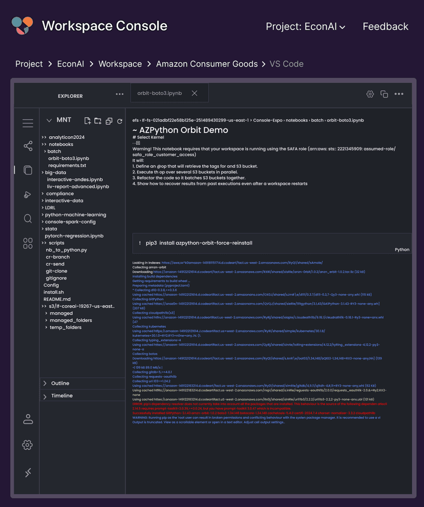 showcase amazon workspace vscode